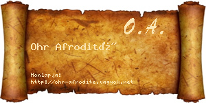 Ohr Afrodité névjegykártya